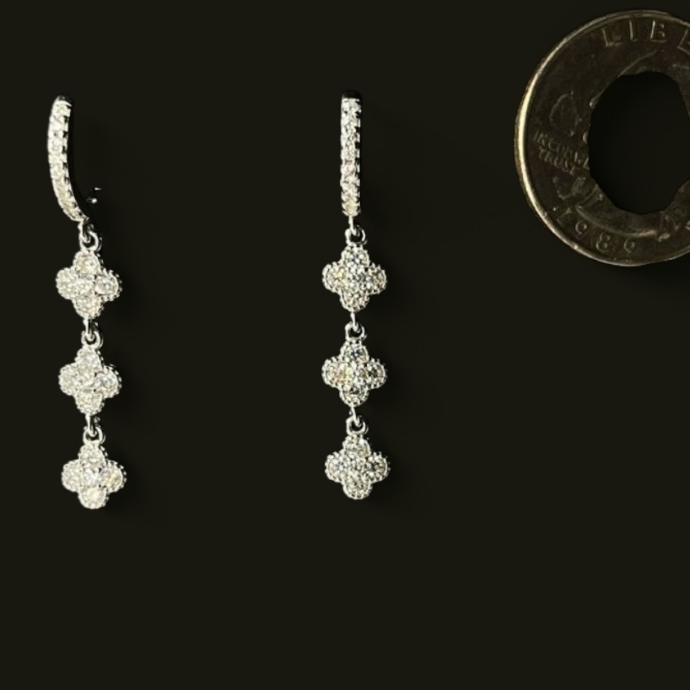 Taxco Silver Dangle Earrings with Floral Motif